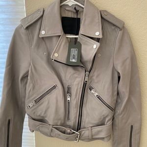 All Saints Brand New Leather Moto Crop Jacket